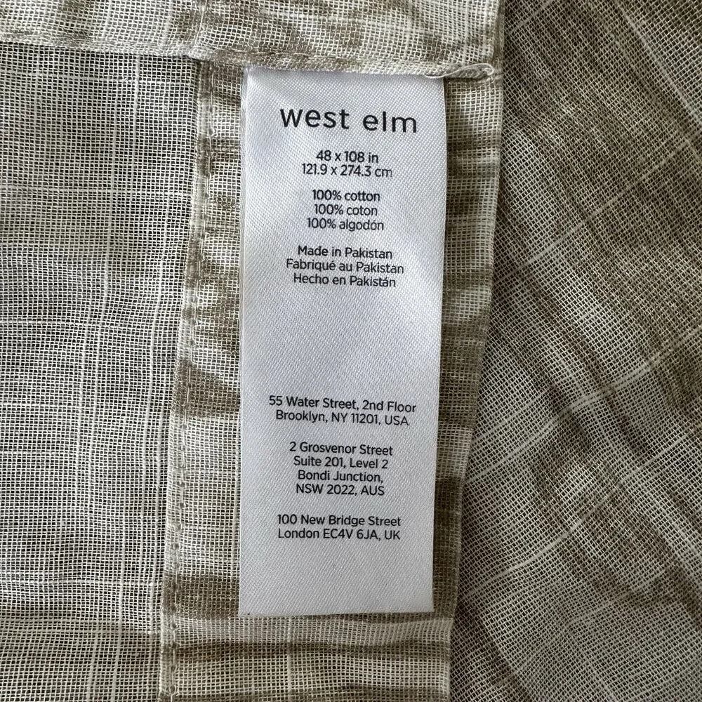 2 West Elm sheer Distressed Medallion Curtains Drapes Panels 48 x 108